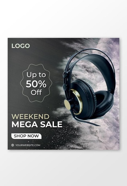 A high-contrast, moody sale creative featuring premium headphones set against a dramatic, textured water background to drive clicks.