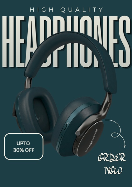 A high-quality 3:4 studio-style ad for premium headphones featuring a direct 30% discount offer and a clear call to action.