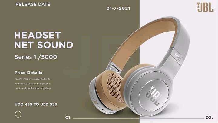A clean, studio-lit hero shot of wireless headphones featuring a split-tone background design.