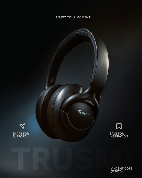A high-end, clean product shot of professional headphones against a dark, dramatic background with subtle rim lighting.