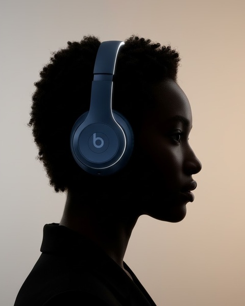 A high-contrast, side-profile studio shot focusing on the design and premium feel of wireless headphones.
