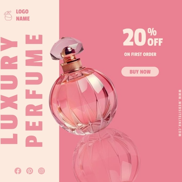 perfume, fragrance, scent, cologne, eau de parfum, discount offer, minimalist, playful, pink, neutral