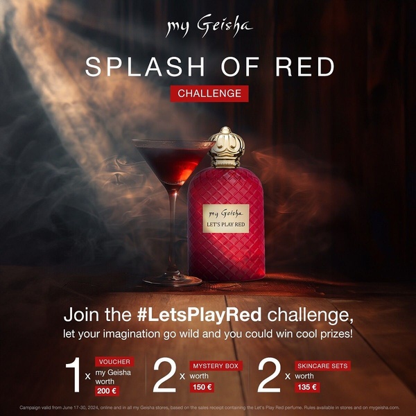 perfume, fragrance, eau de parfum, scent, cologne, giveaway, editorial, luxurious, bold, red, black, gold