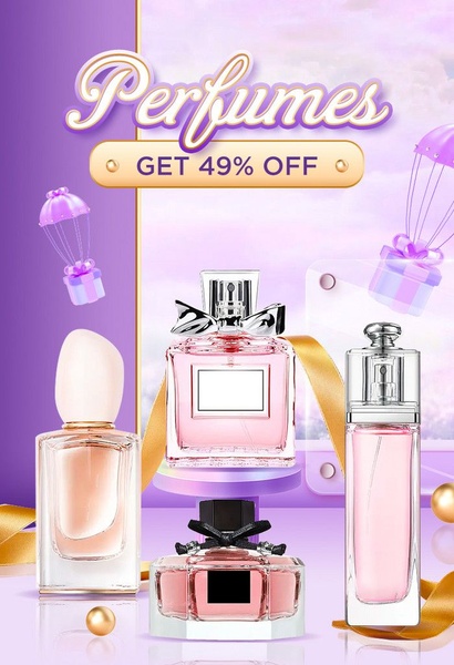 perfume, cologne, fragrance, scent, eau de toilette, perfume bottle, discount offer, holiday sale, minimalist, playful, luxurious, purple, pink
