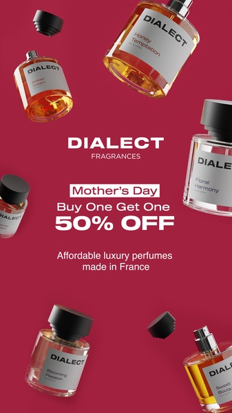 perfume, fragrance, eau de parfum, scent, cologne, discount offer, holiday sale, minimalist, bold, energetic, red, mother's day