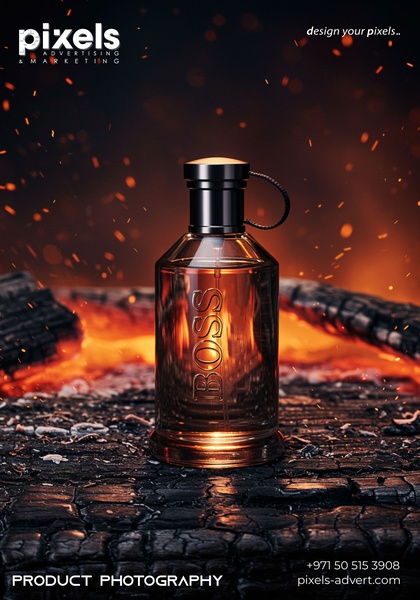 mens cologne, perfume bottle, fragrance, scent, eau de toilette, brand awareness, editorial, luxurious, energetic, orange, black