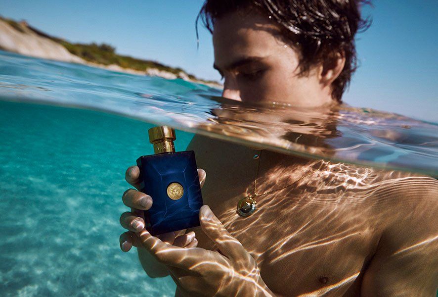 cologne, men's fragrance, perfume bottle, scent, fragrance, brand awareness, lifestyle, editorial, luxurious, calm, blue, neutral