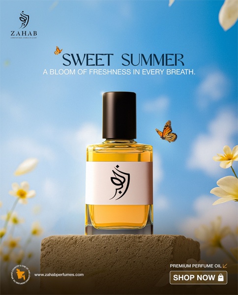 perfume oil, scent bottle, fragrance oil, luxury perfume, perfume glass bottle, new arrival, brand awareness, minimalist, lifestyle, fresh, calm, blue, yellow, neutral, summer sale