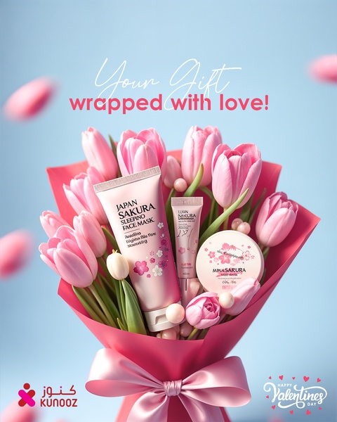 face mask, skincare set, face cream, beauty products, skincare kit, gift guide, minimalist, editorial, warm, fresh, pink, blue, valentine's day