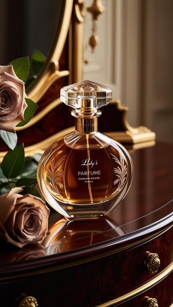 perfume, fragrance, scent, cologne, eau de parfum, brand awareness, editorial, luxurious, calm, brown, gold, neutral