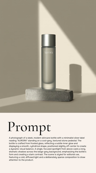 skincare bottle, serum bottle, face serum, cosmetic bottle, beauty product, product demo, brand awareness, minimalist, editorial, calm, luxurious, neutral