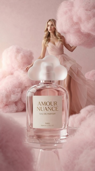 perfume, eau de parfum, fragrance, scent, women's perfume, new arrival, brand awareness, minimalist, editorial, calm, luxurious, pink, pastel, neutral