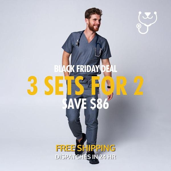 scrubs, medical uniforms, nursing scrubs, healthcare uniforms, medical clothing, scrub sets, hospital uniforms, bundle offer, free shipping, minimalist, trustworthy, bold, neutral, yellow, blue, black friday