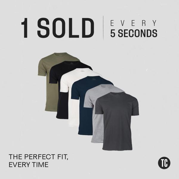 t-shirts, tees, basic shirts, crew neck shirts, short sleeve shirts, cotton shirts, casual tops, social proof, bestseller push, minimalist, trustworthy, neutral