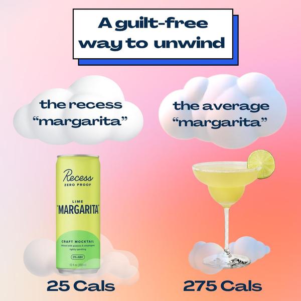 A split-screen comparison showing the calorie difference between a specialty mocktail and an average counterpart.