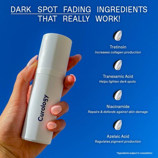 dark spot serum, skin brightening serum, face serum, skincare serum, spot treatment, anti-aging serum, facial treatment, product launch, brand awareness, lifestyle, modern typography, trustworthy, bold, blue