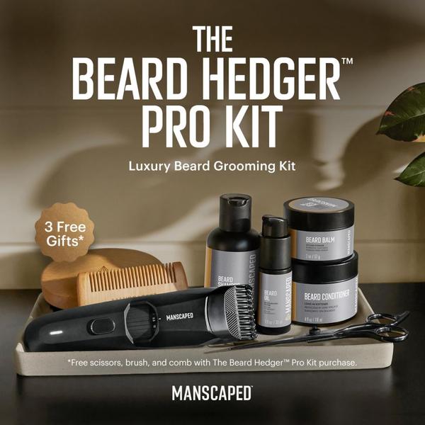 This static 1:1 ad features a complete grooming kit laid out in a minimalist, luxury-inspired setting to emphasize quality and value.