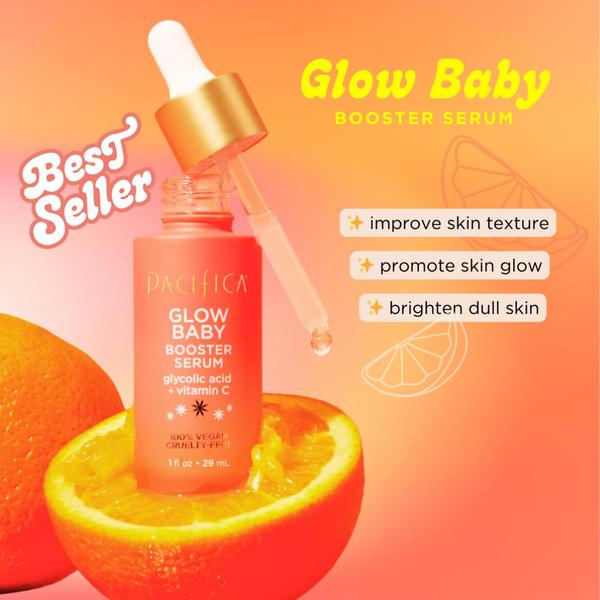 facial serum, skin serum, booster serum, vitamin c serum, glow serum, skincare serum, face treatment, bestseller push, product launch, minimalist, energetic, fresh, orange, yellow