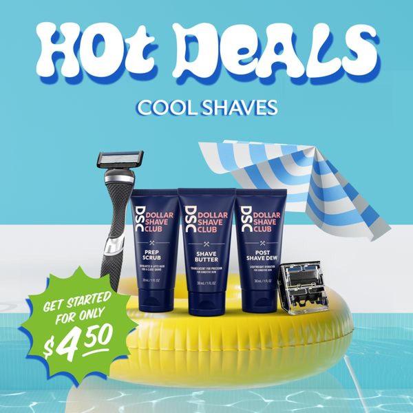 A seasonal promotion for a Shaving Kit that uses a summer-themed visual setup with a clear discount offer.