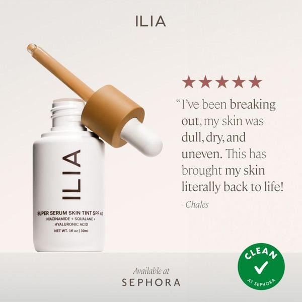 skin tint, tinted serum, face serum, skincare serum, complexion product, liquid foundation, skin treatment, social proof, brand awareness, minimalist, trustworthy, calm, neutral, brown