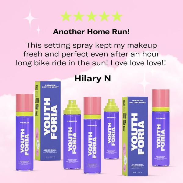 setting spray, makeup setting spray, face spray, makeup primer, cosmetic spray, beauty spray, makeup fixer, social proof, minimalist, playful, fresh, pink, purple