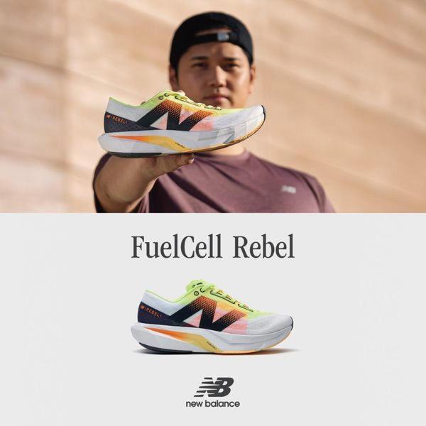 A high-contrast 1:1 image featuring a runner holding a neon-colored performance running shoe against a clean, neutral background.