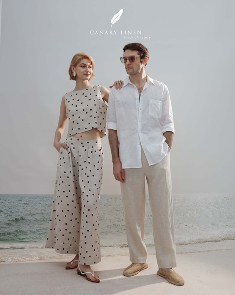 linen shirts, linen pants, matching sets, casual linen wear, summer clothing, brand awareness, lifestyle, outdoor, calm, fresh, neutral