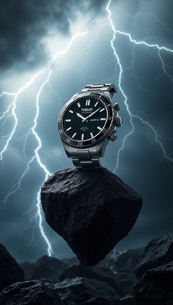 wrist watch, analog watch, metal watch, mens watch, dive watch, brand awareness, editorial, bold, luxurious, neutral, blue