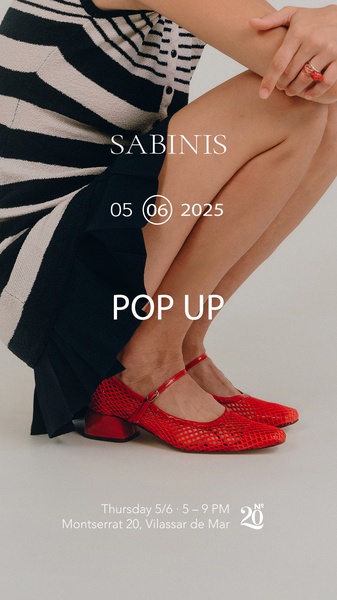 A minimalist, high-fashion promotional ad for a pop-up shoe event featuring a product-focused, clean layout and bold, readable typography.