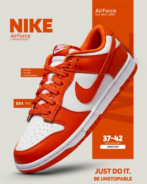 A high-contrast, vertical format product showcase highlighting the key features and limited availability of a running shoe.