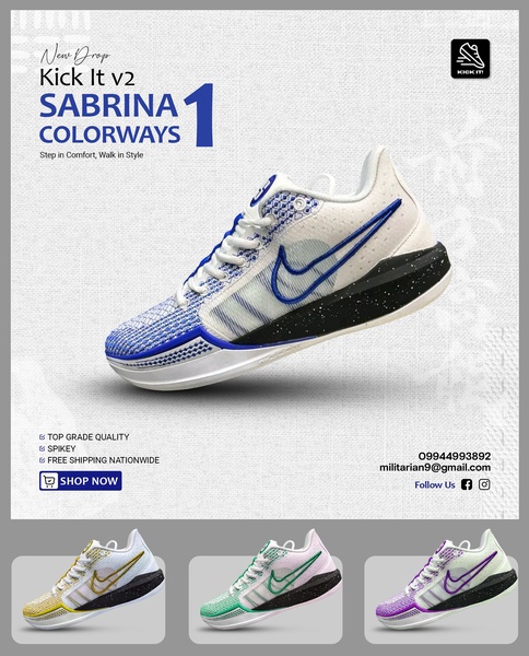 A 4:5 aspect ratio ad showing a hero product image with a three-variant colorway grid underneath, emphasizing product variety and clear call-to-action buttons.