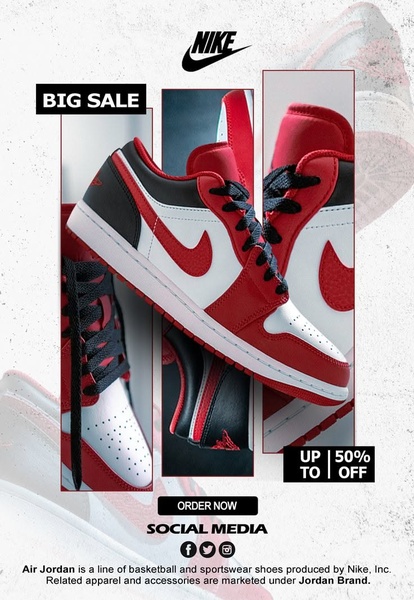 A high-contrast, split-panel advertisement featuring a focused product showcase for a sneaker line, highlighting a 50% off offer.
