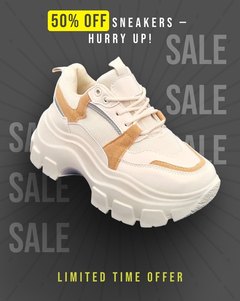 A direct-response 4:5 ad creative featuring a clean product cutout, a bold yellow discount badge, and repeated text to build urgency.