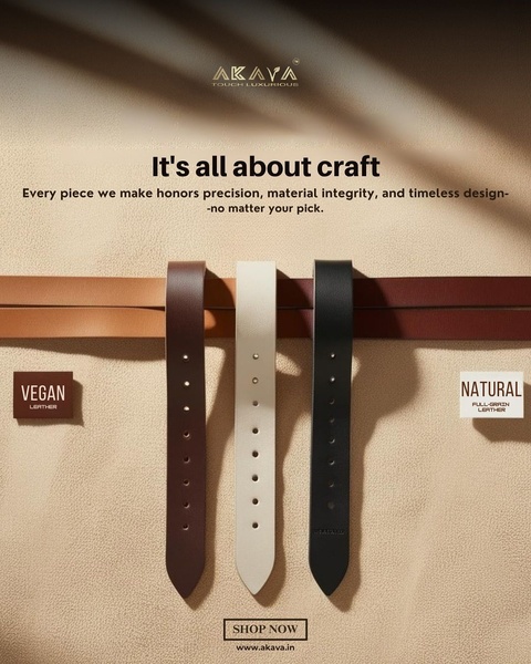 A clean, minimalist product hero shot displaying different leather belt textures against a neutral background.