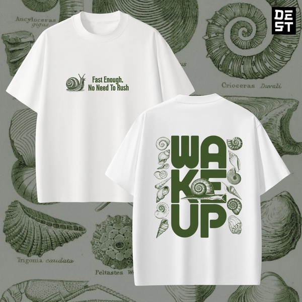 graphic t-shirt, short sleeve shirt, crew neck tee, casual t-shirt, printed tee, brand awareness, minimalist, calm, playful, neutral, green