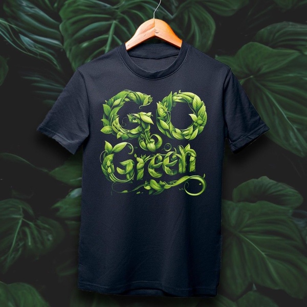 graphic t-shirt, cotton t-shirt, printed tee, short sleeve shirt, casual tee, brand awareness, minimalist, fresh, green, black