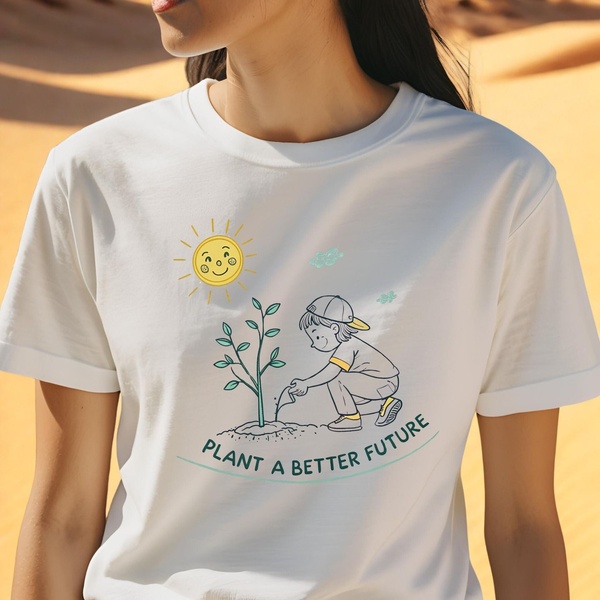 graphic t-shirt, cotton t-shirt, printed tee, crew neck shirt, casual shirt, new arrival, brand awareness, lifestyle, fresh, playful, neutral, yellow, green