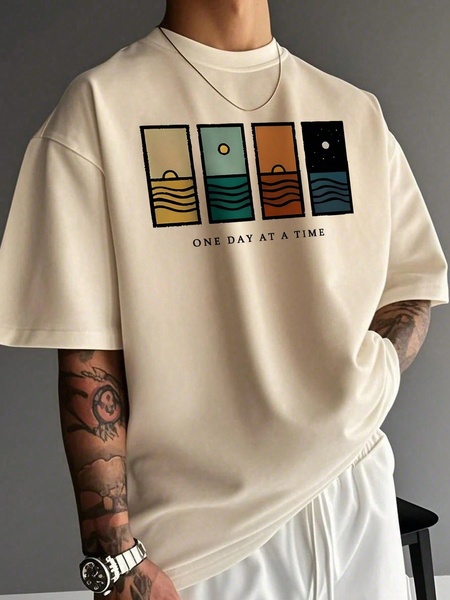 graphic t-shirt, short sleeve shirt, crew neck tee, printed t-shirt, casual t-shirt, new arrival, brand awareness, lifestyle, calm, trustworthy, neutral