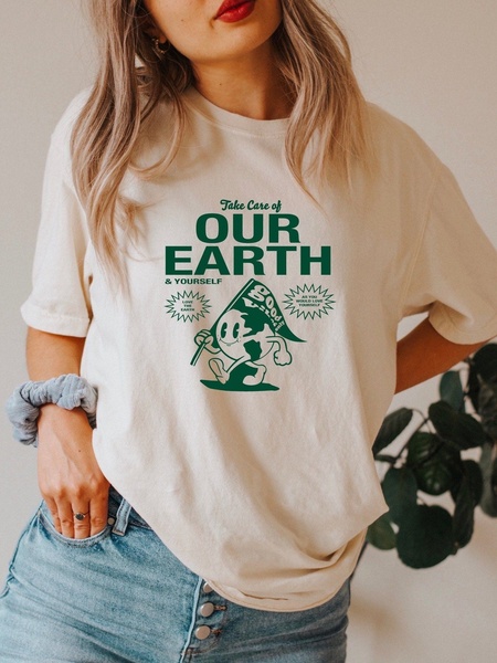graphic t-shirt, cotton tee, printed shirt, casual t-shirt, crew neck shirt, new arrival, brand awareness, lifestyle, playful, fresh, neutral, green