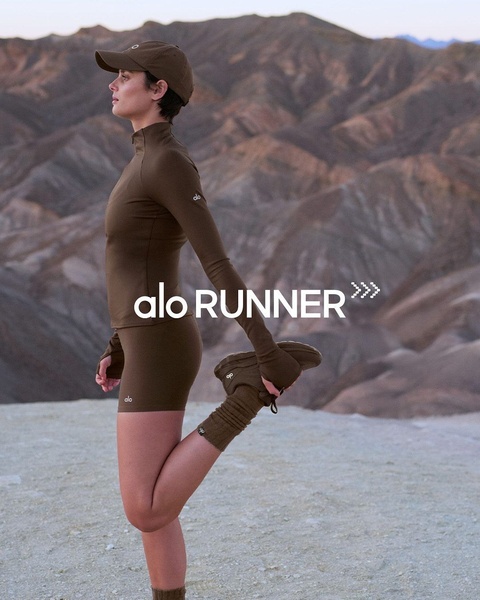 activewear set, running clothes, athletic shorts, long sleeve top, workout gear, athletic cap, new arrival, brand awareness, lifestyle, outdoor, energetic, fresh, brown, neutral