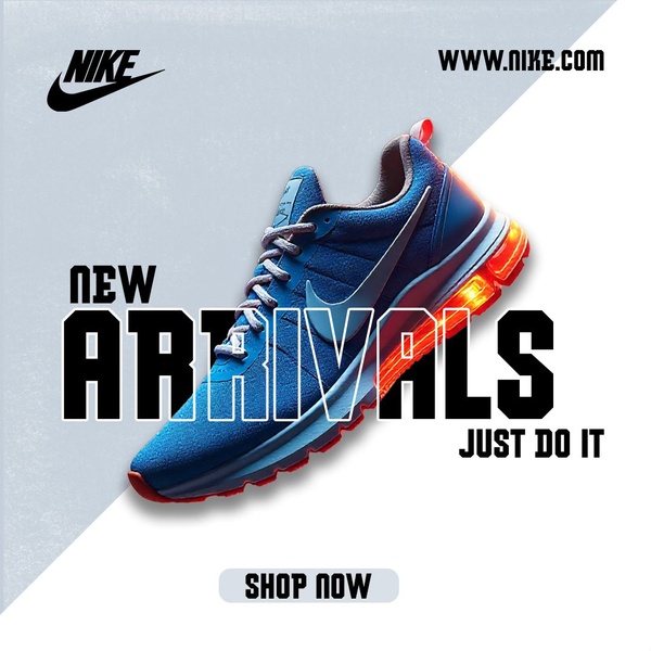 A clean, studio-lit, square-ratio product hero ad focusing on a new running shoe model with high-contrast text overlays.