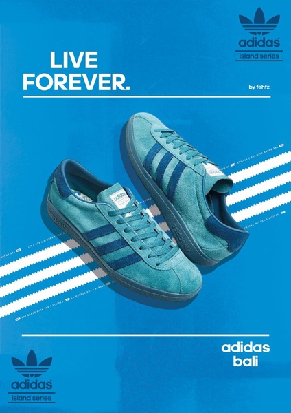A clean, eye-catching 3:4 product hero ad featuring a pair of running shoes centered against a vibrant, matching blue background.