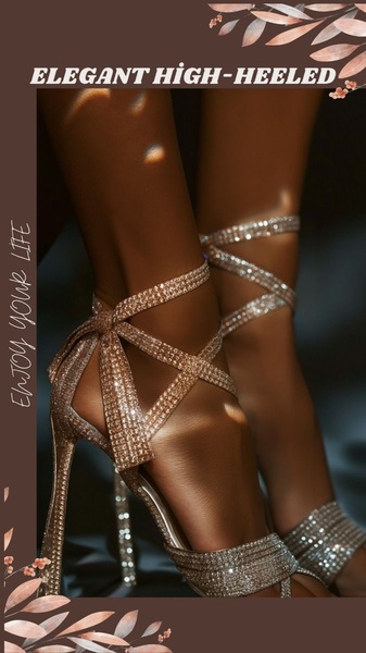 A close-up aesthetic shot of high-heeled sandals with delicate straps, utilizing natural lighting and a minimalist, elegant composition.