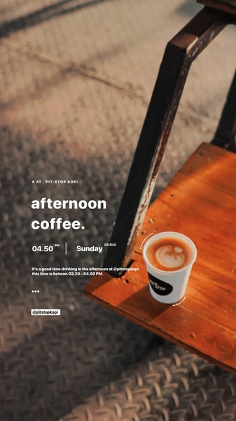 A minimalist, aesthetic-focused ad featuring a hot cup of coffee on a wooden table, emphasizing a specific time of day for consumption.