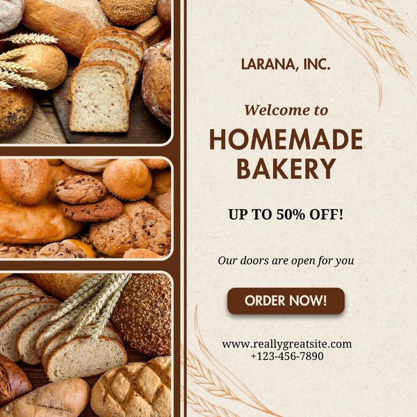 fresh bread, artisan bread, baked cookies, bakery items, baked goods, discount offer, lifestyle, warm, trustworthy, brown, neutral
