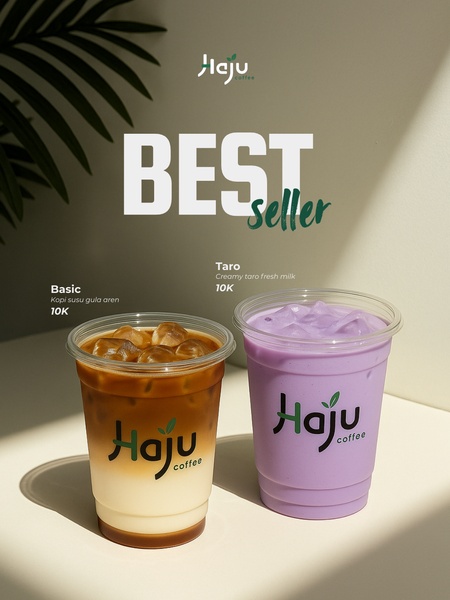 A minimalist, high-quality photograph featuring two distinct beverage products side-by-side with clear product names and pricing to highlight bestsellers.