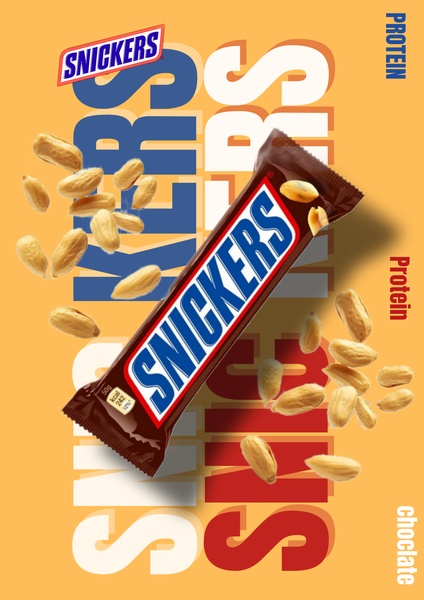 protein bar, chocolate bar, snack bar, energy bar, candy bar, bestseller push, minimalist, modern typography, energetic, bold, yellow, blue, brown
