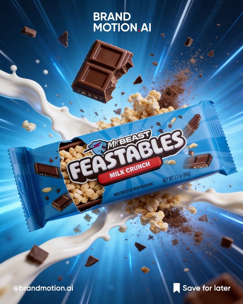 milk chocolate, chocolate bar, candy bar, crispy chocolate, snack bar, bestseller push, minimalist, energetic, blue, brown