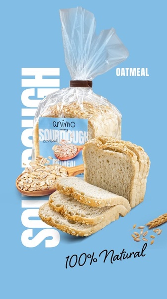 sourdough bread, oatmeal bread, sliced bread, loaf bread, bakery bread, bestseller push, minimalist, fresh, trustworthy, blue, neutral