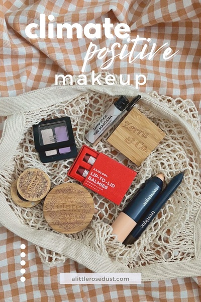 makeup products, eyeshadow palette, mascara, lip balm, makeup pencils, cosmetic containers, brand awareness, flat lay, fresh, calm, neutral, brown